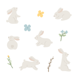 Garden Bunnies Fabric Decal