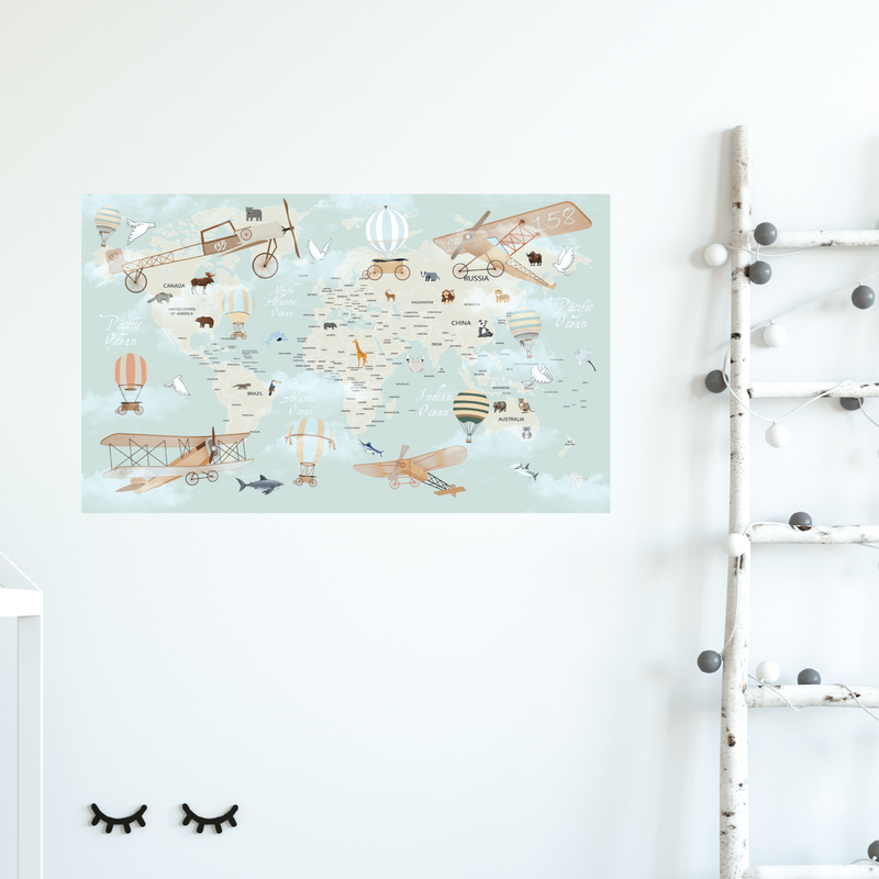 Vintage World Map Fabric Decal