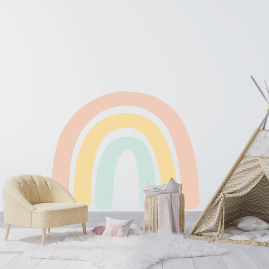 Boho Jumbo Rainbow Fabric Wall Decal | Large Peel & Stick Nursery Sticker