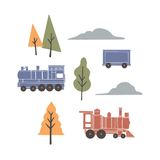 Blue Trains Fabric Decal by Little Rei x Urban Li'l