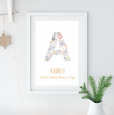 Fleur Alphabet Birth Poster - Urban Li'l