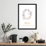Fleur Alphabet Birth Poster - Urban Li'l