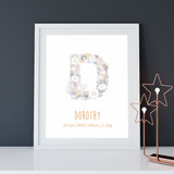 Fleur Alphabet Birth Poster - Urban Li'l