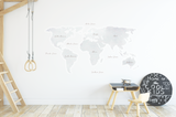 Watercolour World Map Fabric Decal