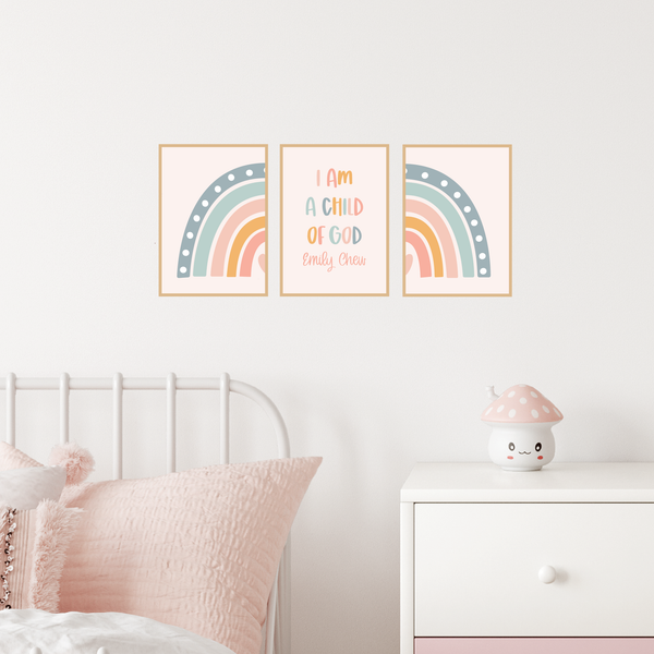 I Am A Child Of God Rainbow Wall Art Fabric Decal -Set of 3