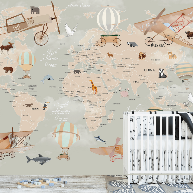 Vintage World Map Wallpaper