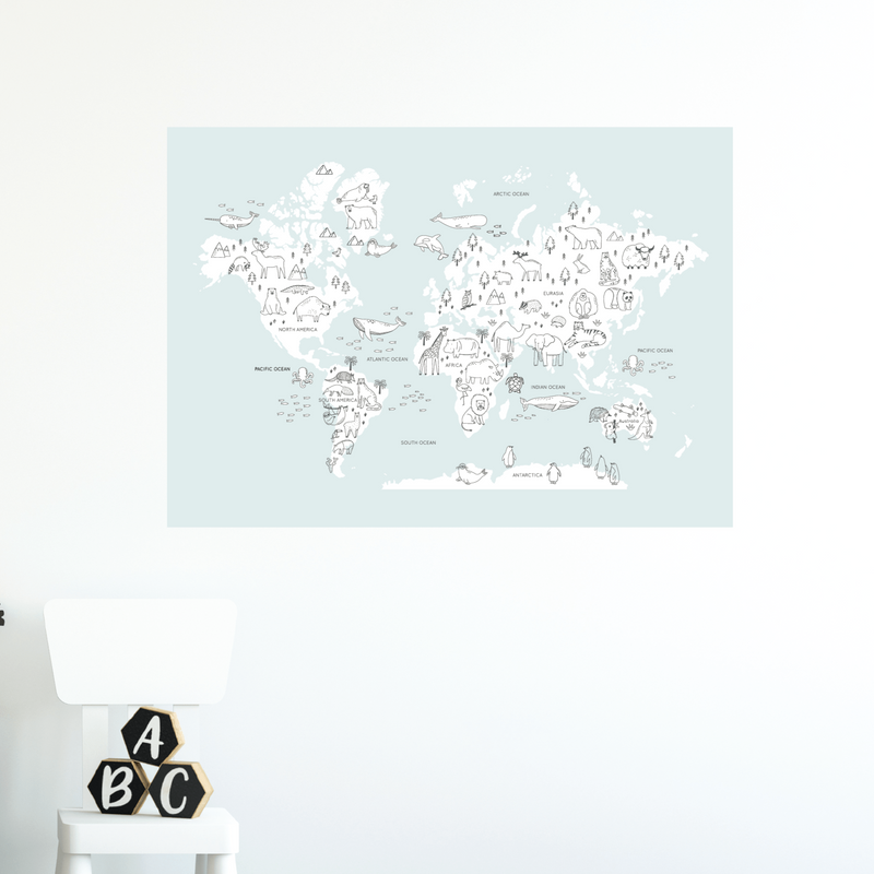 Doodle World Map Fabric Decal