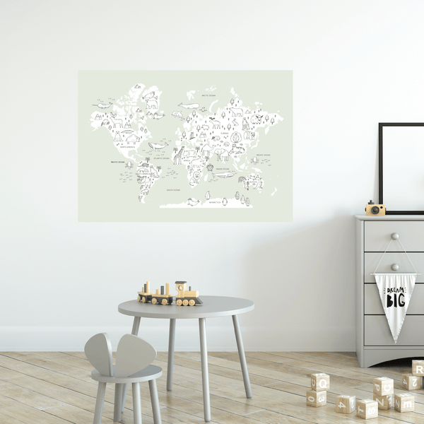 Doodle World Map Fabric Decal