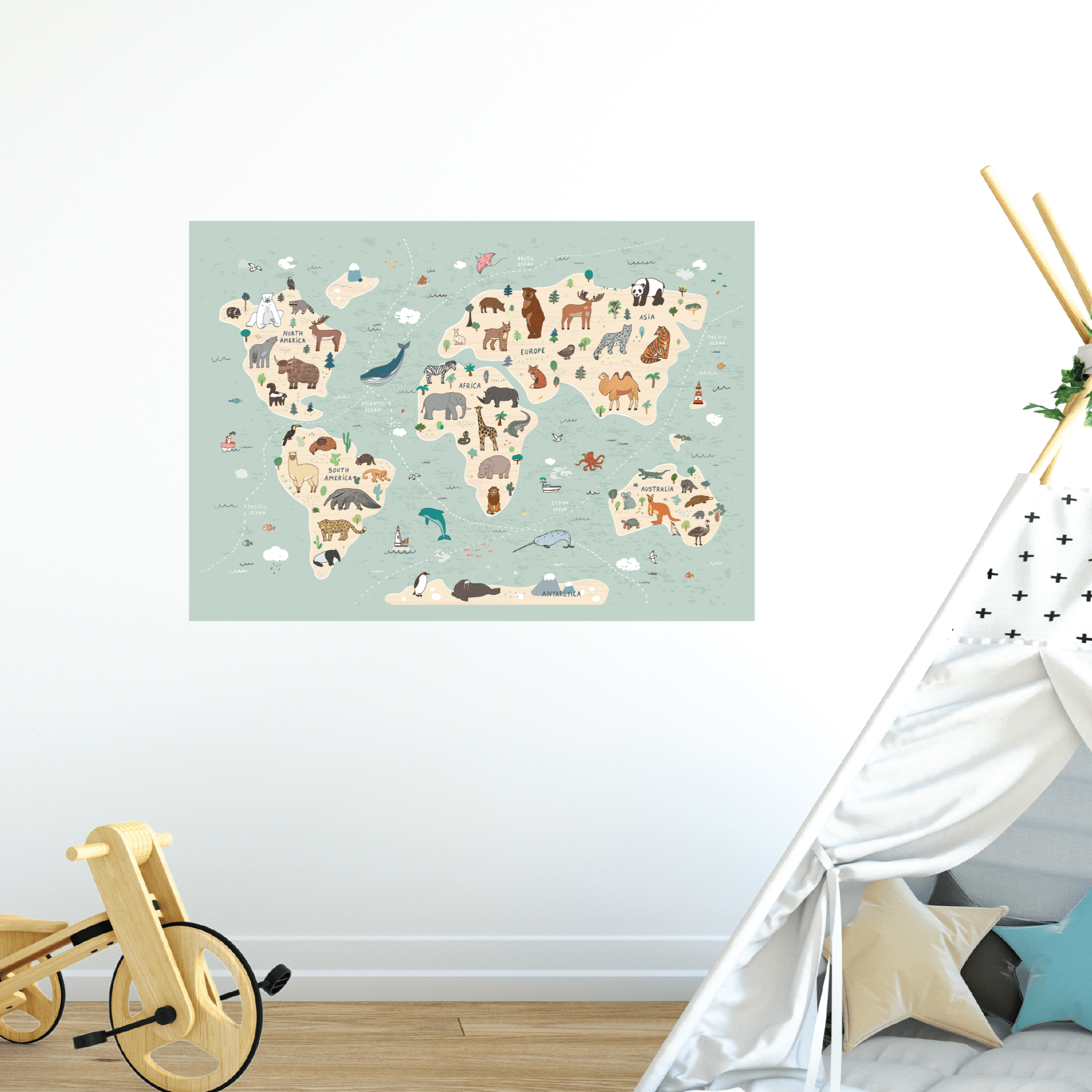 Interactive World Map Wall Sticker – Removable Fabric Decal for ...