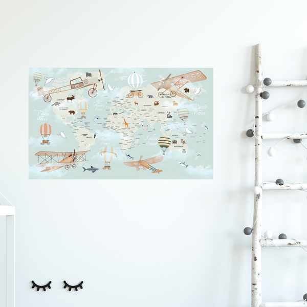 Vintage World Map Fabric Decal