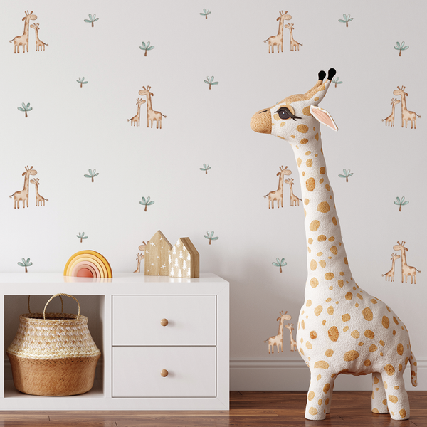 Giraffe Cuddles Fabric Decal
