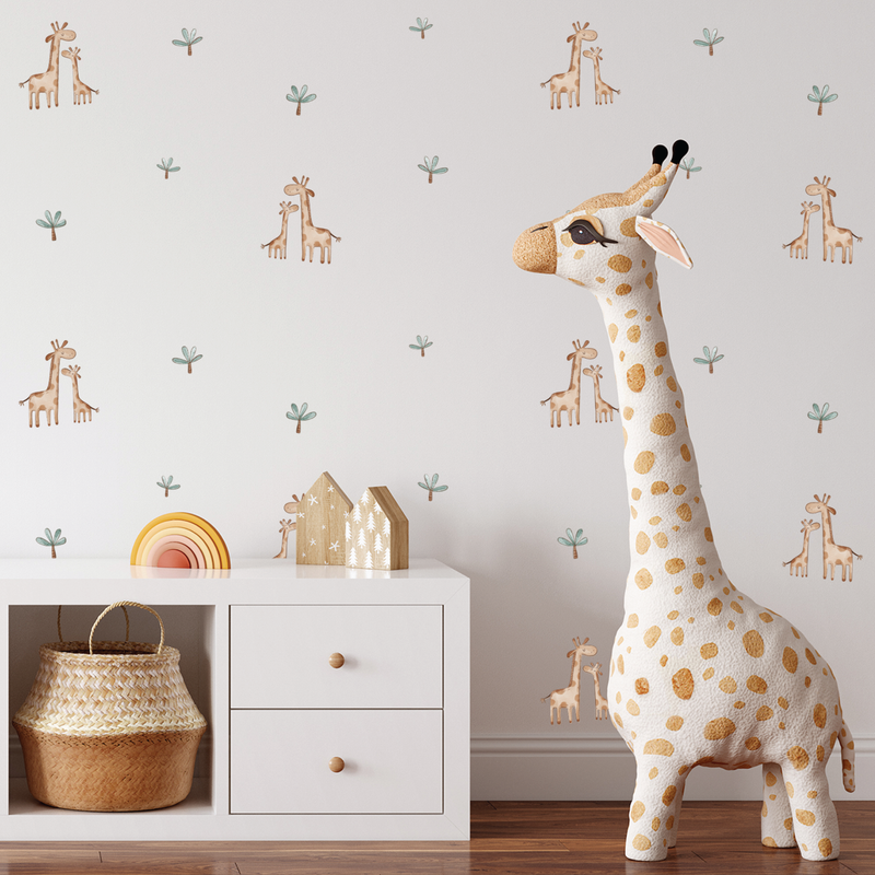 Giraffe Cuddles Fabric Decal