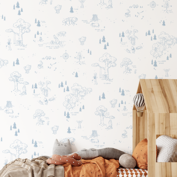 Winnie The Pooh Hundred Acre Wood Toile de Jouy Wallpaper