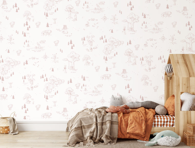 Winnie The Pooh Hundred Acre Wood Toile de Jouy Wallpaper