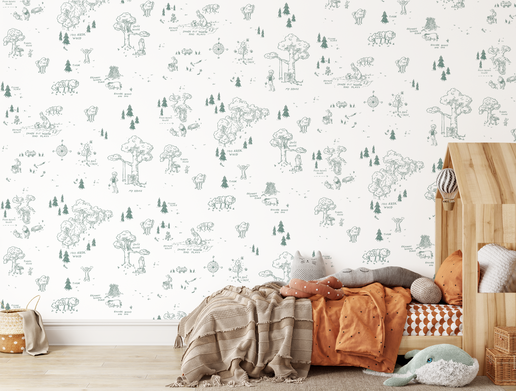 Jane Churchill One Hundred Acre Wood Map Wallpaper  J129W04  Charcoal   Map wallpaper Wood map Hundred acre woods