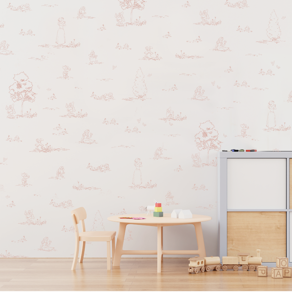Snow White Toile De Jouy Wallpaper