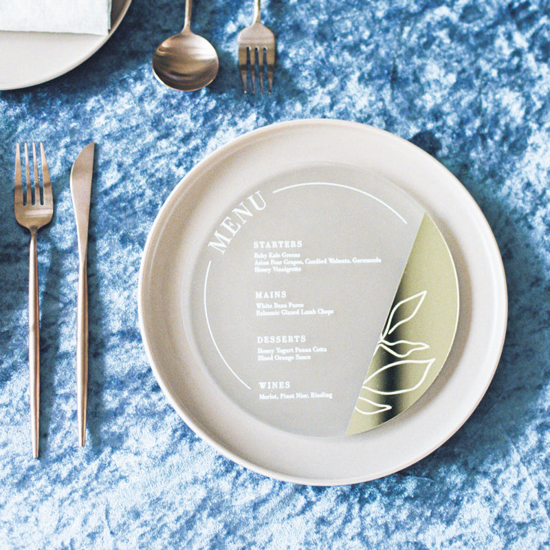 A Hint of Gold Wedding Menu by HellofromFlour x Urban Li'l