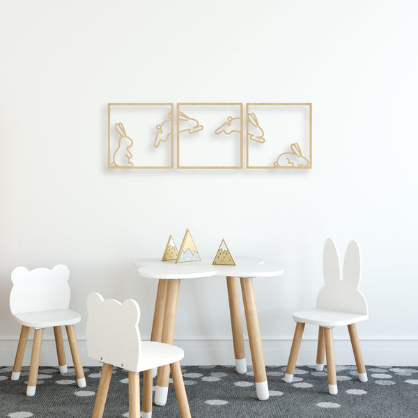 Bunny Hop Easter Squares Wall Decal or Wall Plaque