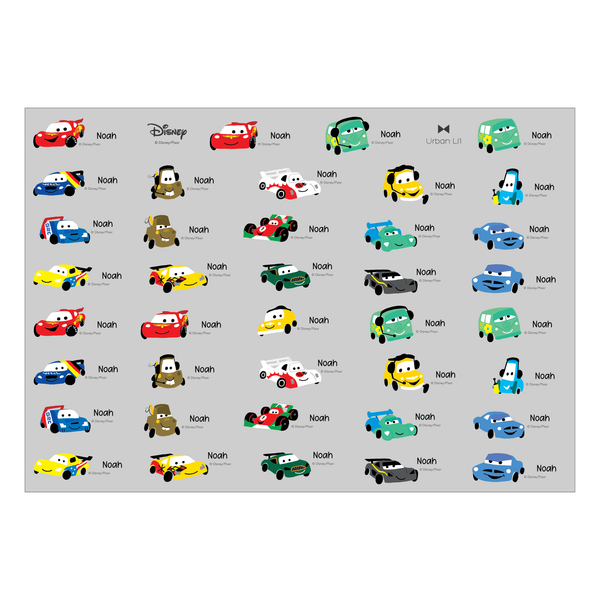 Pixar Car-toons Name Stickers