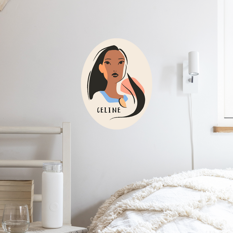 Oval Custom Name Pocahontas Fabric Decal