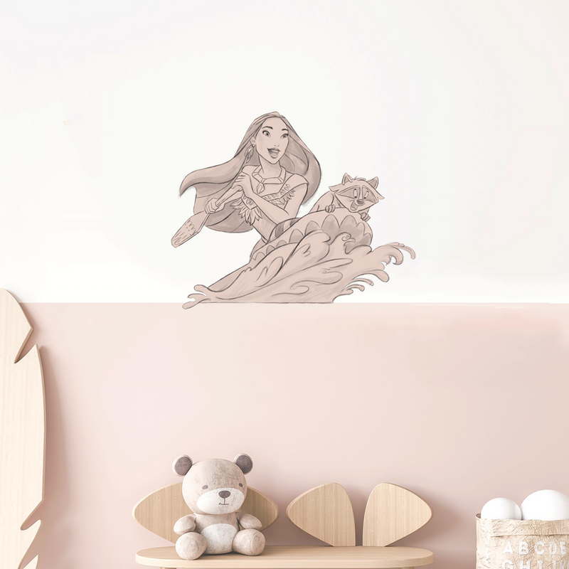 Monochrome Pocahontas with Meeko Fabric Decal