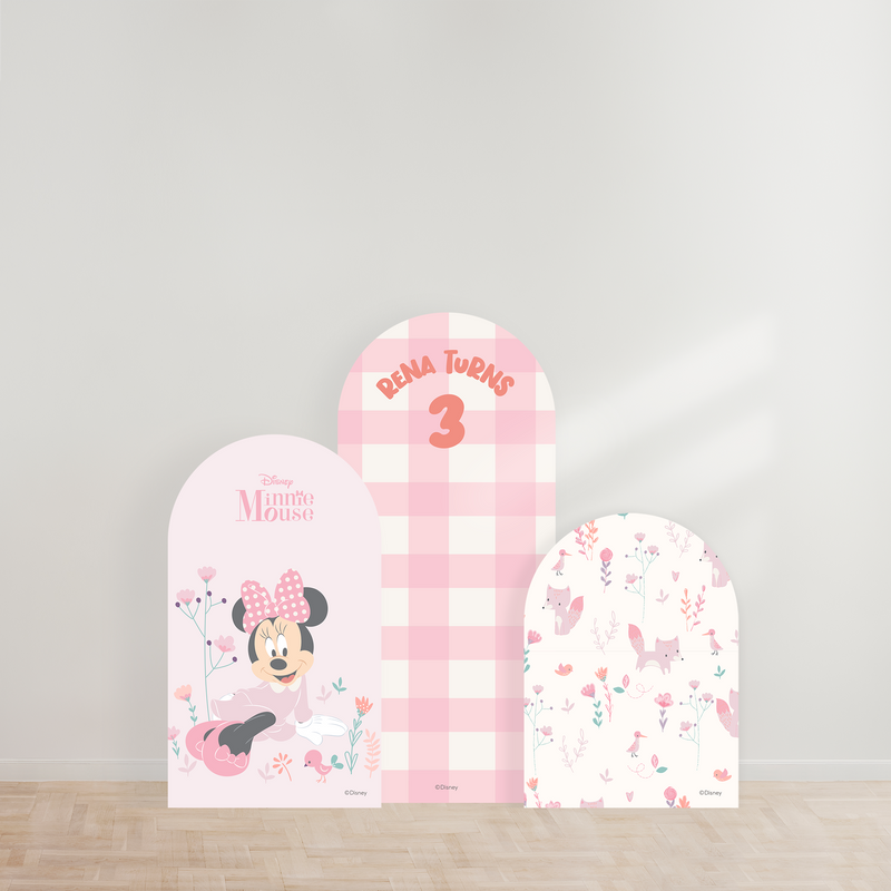 Mickey & Minnie Pastel Forest Animals Party Backdrop Boards