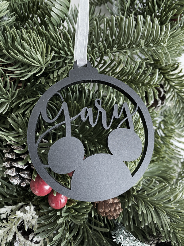 Mickey Silhouette Round Ornament