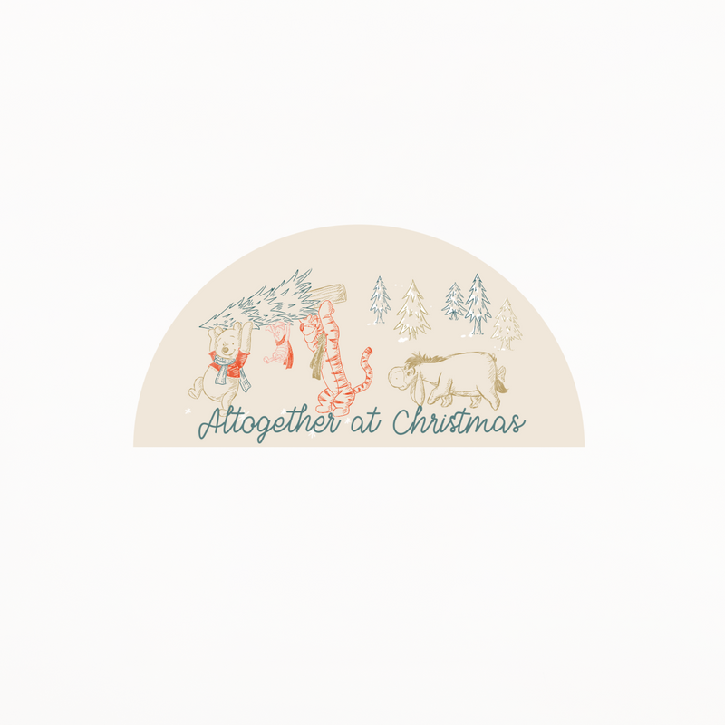 Winnie The Pooh & Friends Christmas Fabric Decal -Altogether at Christmas