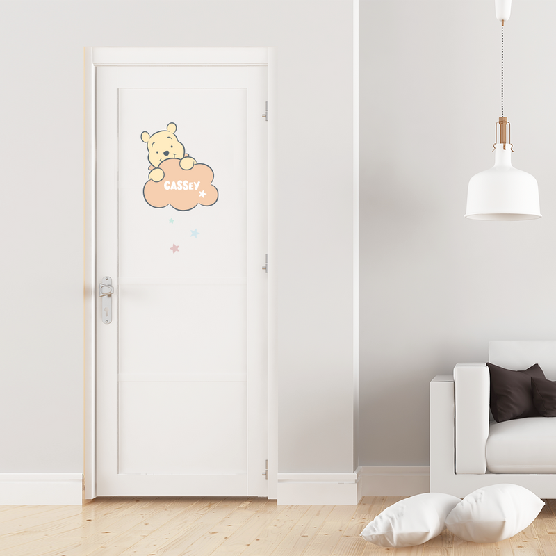 Baby Pooh Nursery Door Fabric Decal