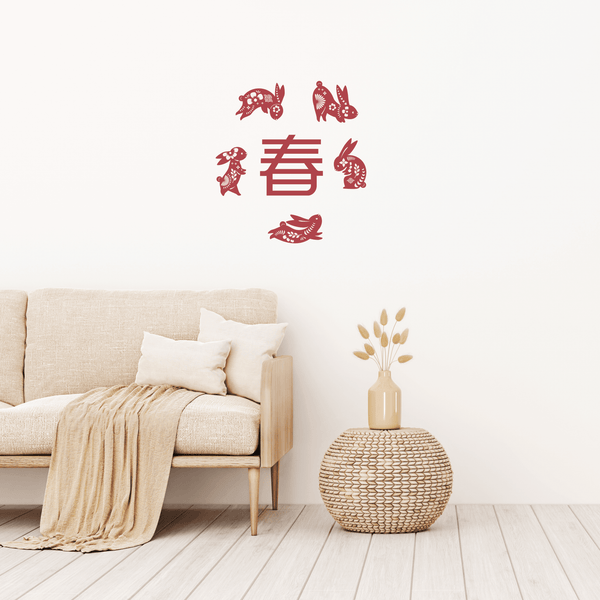 Floral Bunny Fabric Decal
