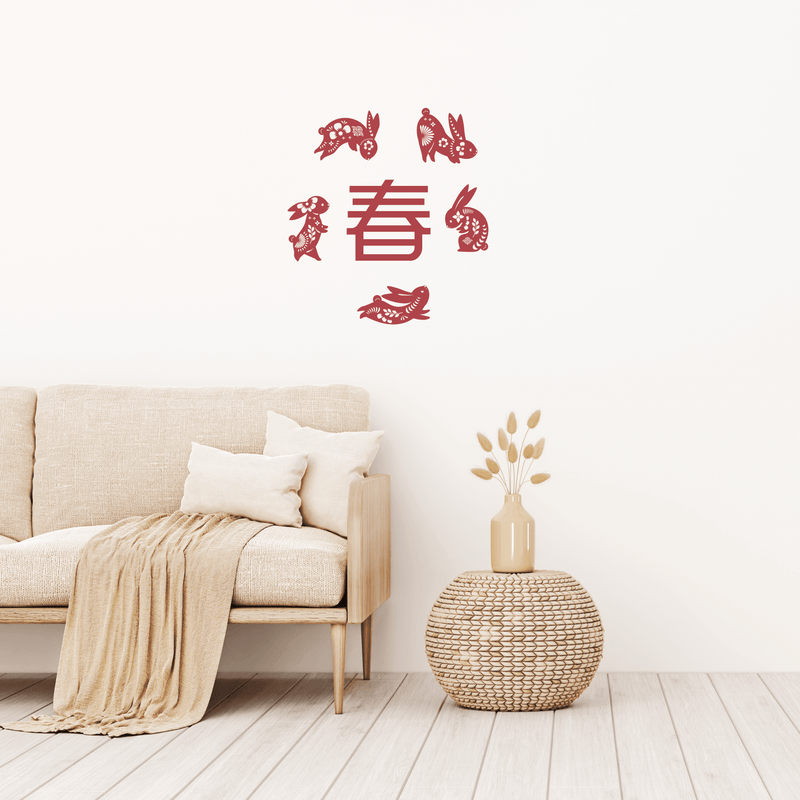 Floral Bunny Fabric Decal