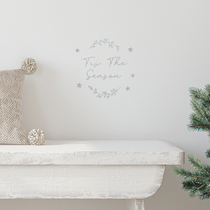Christmas Wreath Glitter Removable Decal