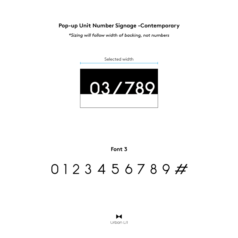 Pop-up Unit Number Signage -Contemporary