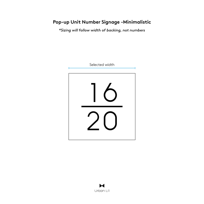 Pop-up Unit Number Signage -Minimalistic