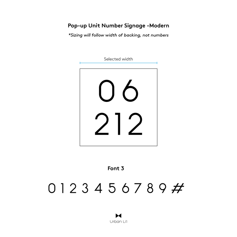 Pop-up Unit Number Signage -Modern