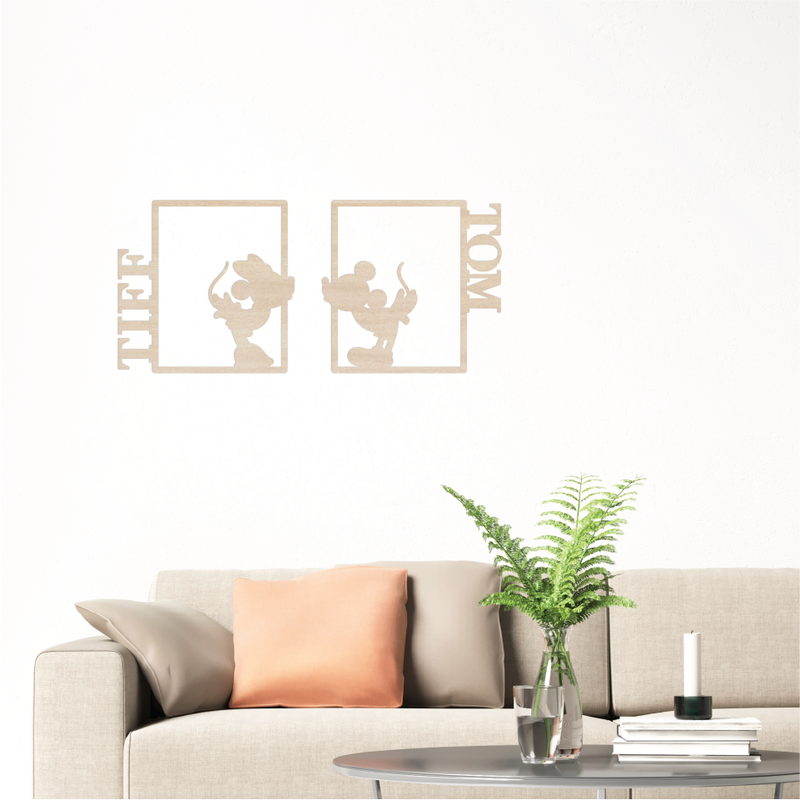 Mickey & Minnie Silhouette Name Plaque Pair