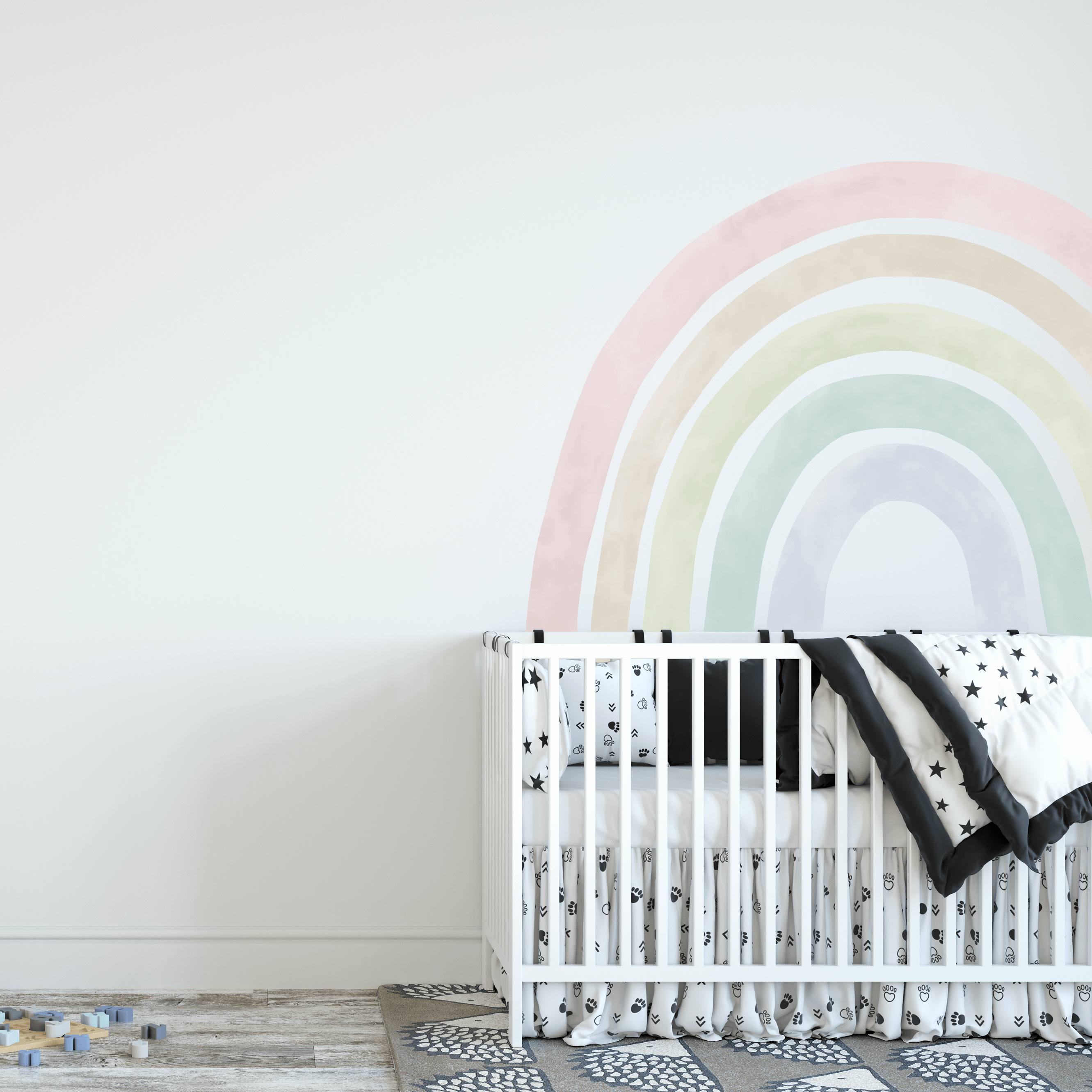 Large Rainbow Nursery Wall Decal | Jumbo Rainbow Fabric Wall Sticker