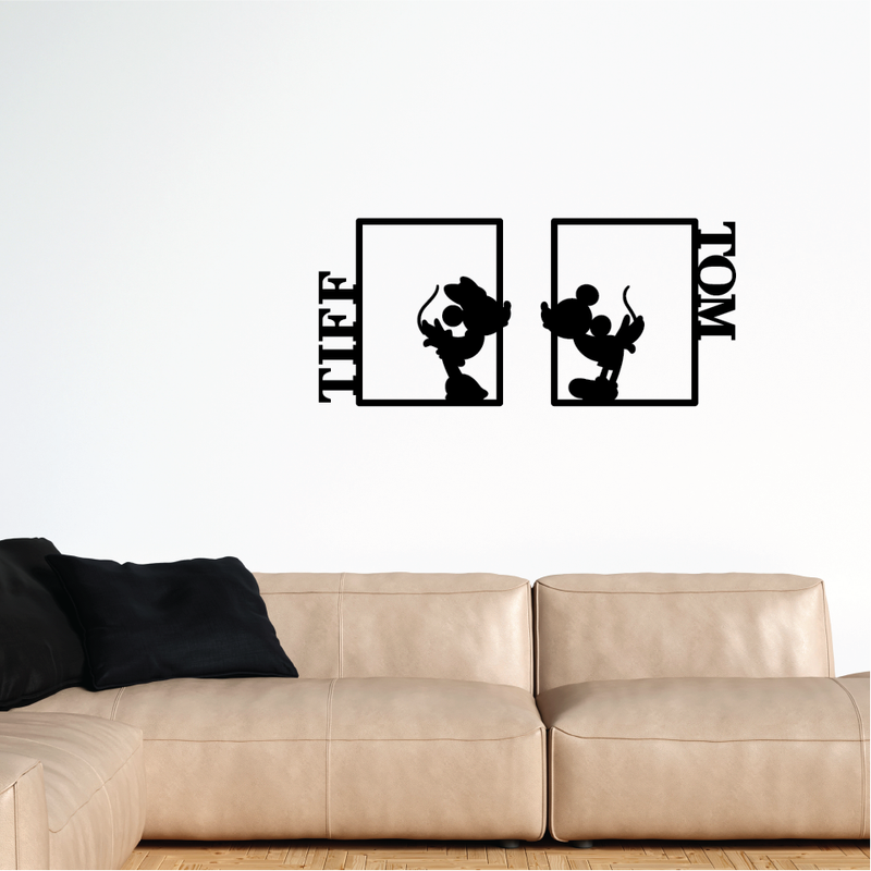 Mickey & Minnie Silhouette Name Plaque Pair