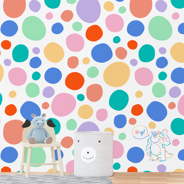 Monsters Inc Colourful Spots Sulley Wallpaper