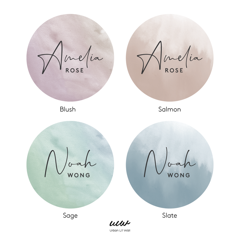 Watercolour Name Rounds Fabric Decal