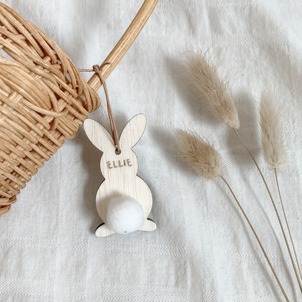 Pom Pom Bunny Basket Name Tag