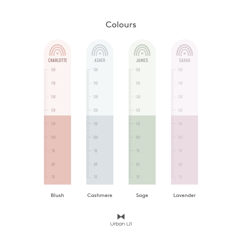 Rainbow Duo Colour Height Chart Fabric Decal