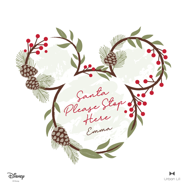 'Santa Please Stop Here' Mickey Fabric Decal