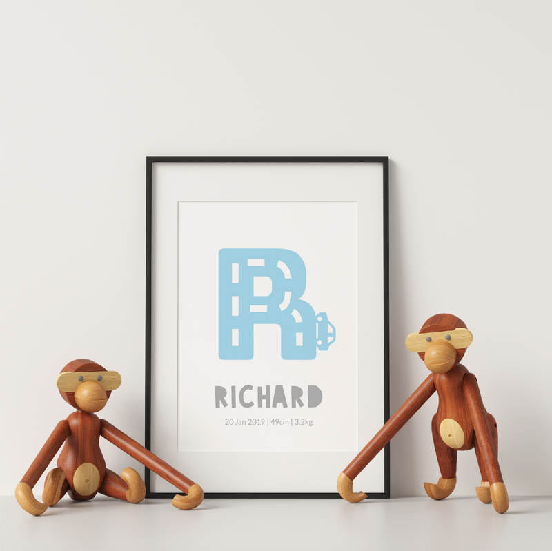 Car Alphabet Birth Poster - Urban Li'l