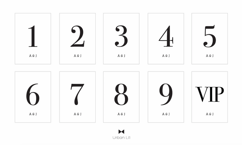 Minimal Wedding Table Number Signage - Urban Li'l