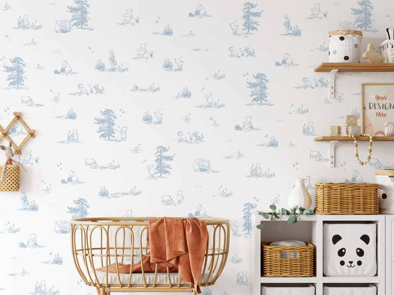 Story of Pooh Toile de Jouy Wallpaper