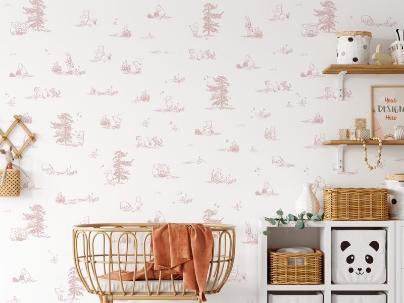 Story of Pooh Toile de Jouy Wallpaper