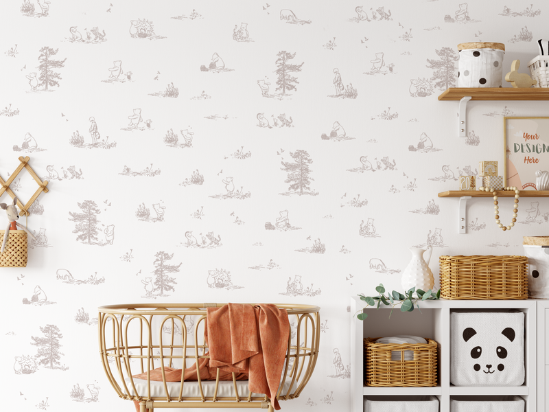 Story of Pooh Toile de Jouy Wallpaper