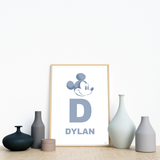 Watercolour Mickey Custom Name Poster