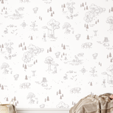 Winnie The Pooh Hundred Acre Wood Toile de Jouy Wallpaper